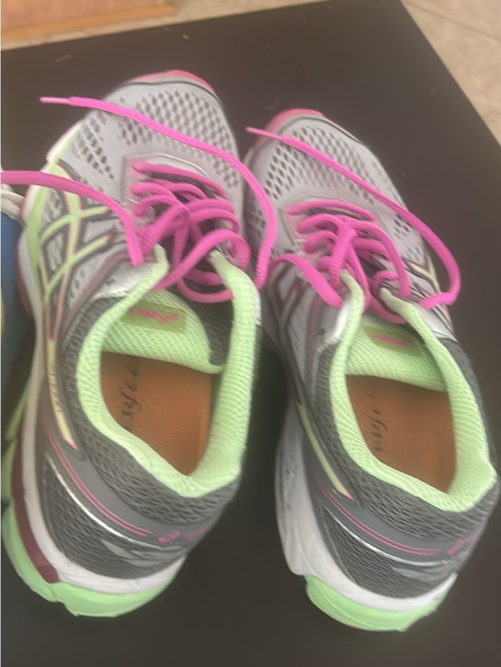 Asics Gray and Pink Women’s Running Sneakers with Mint Trim